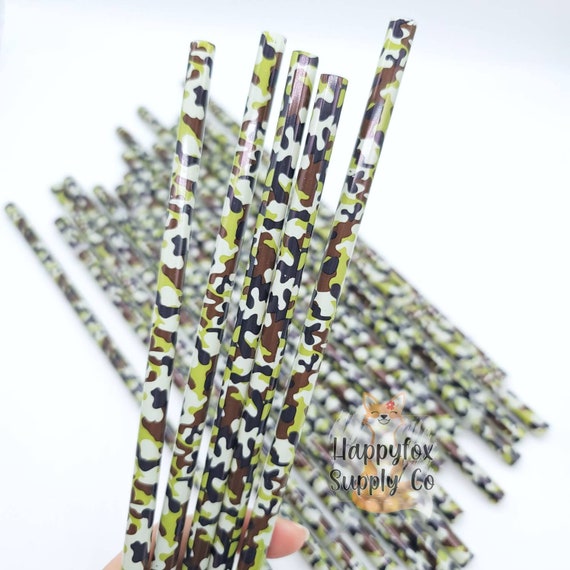 Tri-Color Cow Printed Reusable Straws / Printed Straws / Acrylic Straws