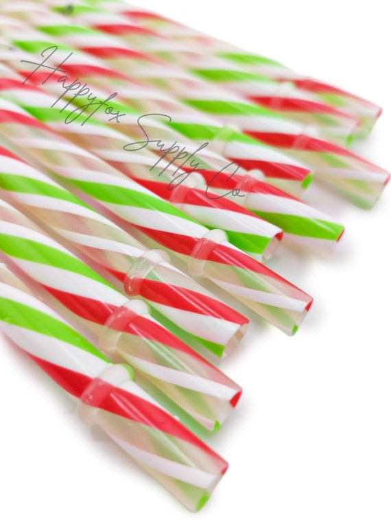 12 Original Festive Reusable Plastic Straws for Tumblers, Cups