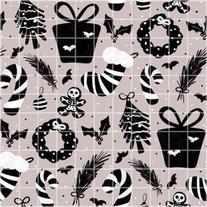Creepmas Spooky Christmas Holiday Creepy Goth Seamless Pattern Download Digital Papers Vinyl Fabric Surface Design Whimsigoth Pattern Goth