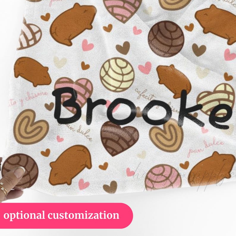 Personalizable Concha Blanket Pan Dulce Throw, Mexican Sweet Bread Blanket, Cafecito y Chisme Gift, Latina Hispanic Gift Custom Name image 3
