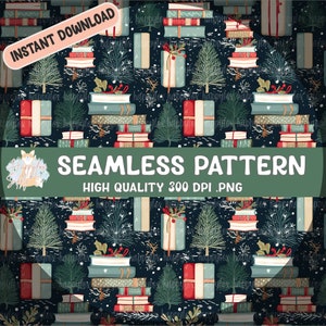 Winterboeken naadloos patroon 300 DPI. PNG Instant Download voor digitale papieren, vinyl, stofoppervlakteontwerp, 12 "x 12" formaat