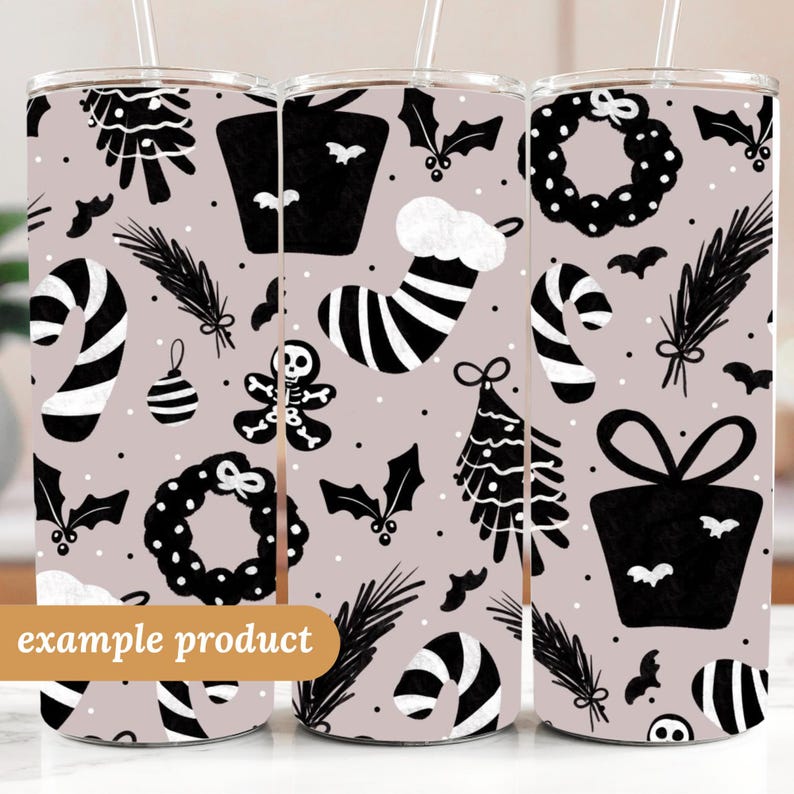 Creepmas Spooky Christmas Holiday Creepy Goth Seamless Pattern Download Digital Papers Vinyl Fabric Surface Design Whimsigoth Pattern Goth