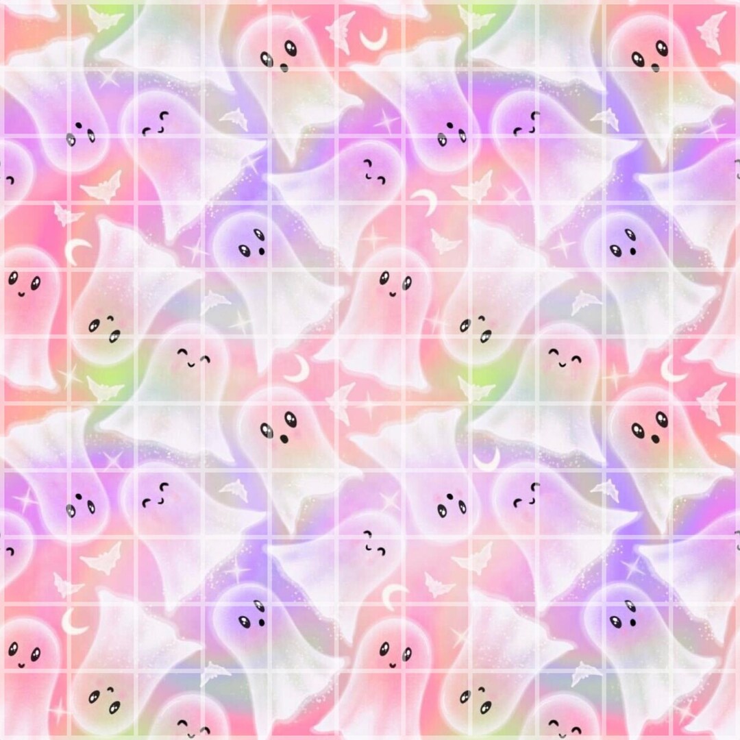 Pastel Halloween Ghost Seamless Pattern PNG, Cute Rainbow Spooky ...