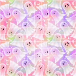 Pastel Halloween Ghost naadloos patroon PNG, schattig regenboog spookachtig digitaal papier, kawaii Tumbler wrap sublimatiebestand