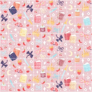 Romantasy sömlöst mönster digitalt papper, fantasy romantik bokmönster, drakesvärd krona tygtryck, bokälskare scrapbookingpapper
