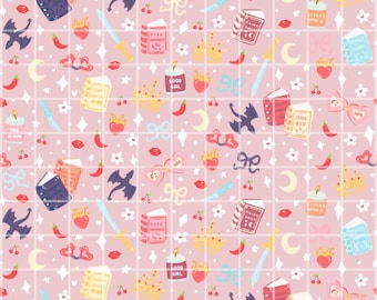 Papel digital con estampados románticos sin costuras, patrón de libro de romance fantástico, estampado de tela con corona de espada de dragón, papel para álbumes de recortes para amantes de los libros