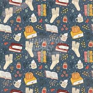 Leesgrage pompoenen Halloween naadloze patroon 300 DPI PNG Instant Download digitale papers vinyl stof ontwerp van oppervlak herfst herfst madeliefjes bestand