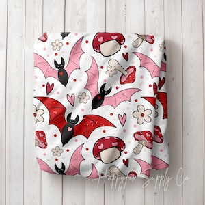 Valentine Bats Blanket Throw Blanket Couch Baby Blanket Valentines Bats Spooky Blanket Whimsigoth Decor Bedding Gothic Decor Spooky Girl