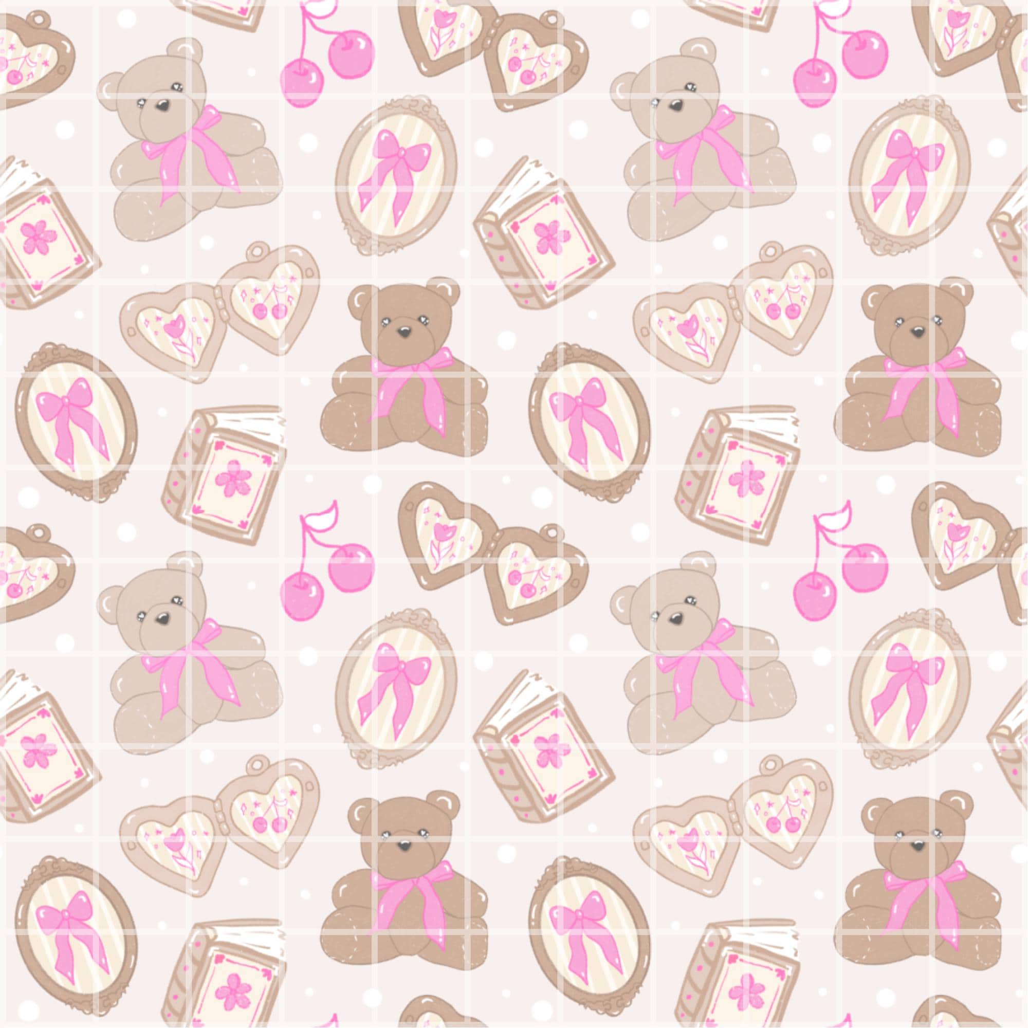 Teddy Bear Seamless Pattern Digital Paper, Coquette Bear Pattern, Pink ...