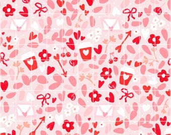 Valentine Seamless Pattern Digital Paper, Hearts Coffee Pattern, Coquette Valentine Fabric Print, Romantic Scrapbook Paper