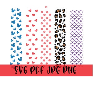 Glitter Pen Digital Templates Mouse Hearts Polka Dots Leopard Mermaid Digital Download .png .svg .pdf .jpg Pen Wraps Waterslide Wrap