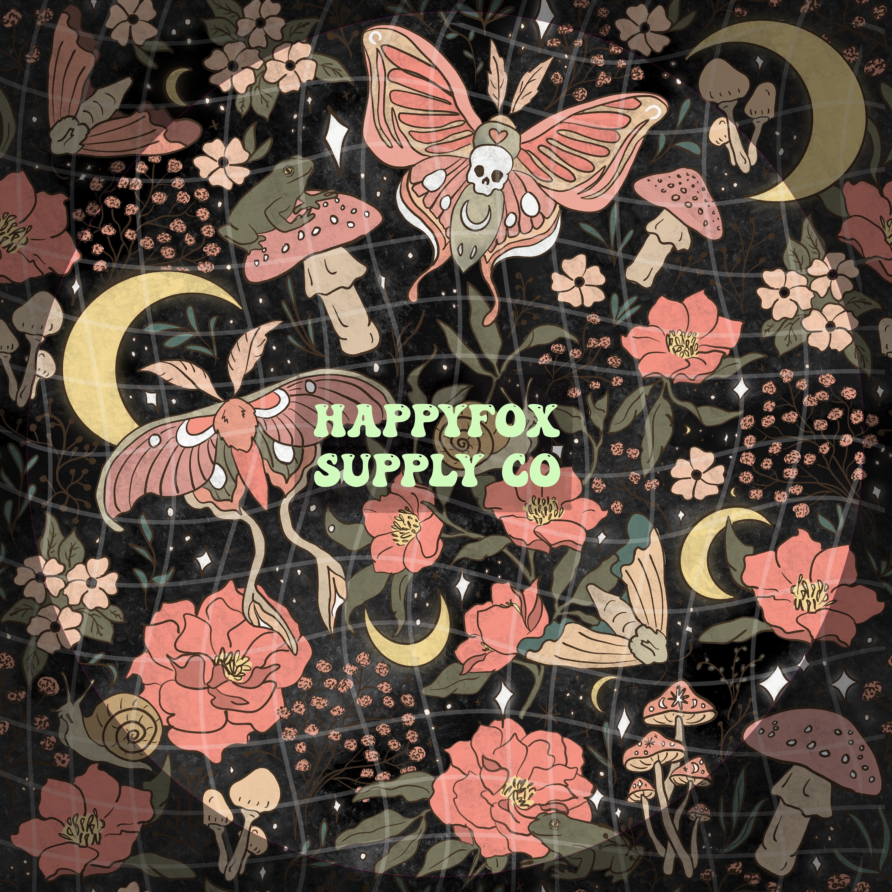 Celestial Moth Garden Seamless Pattern 300 DPI .PNG Instant Download ...