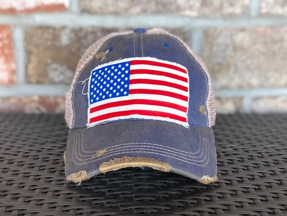 baseball hat with american flag