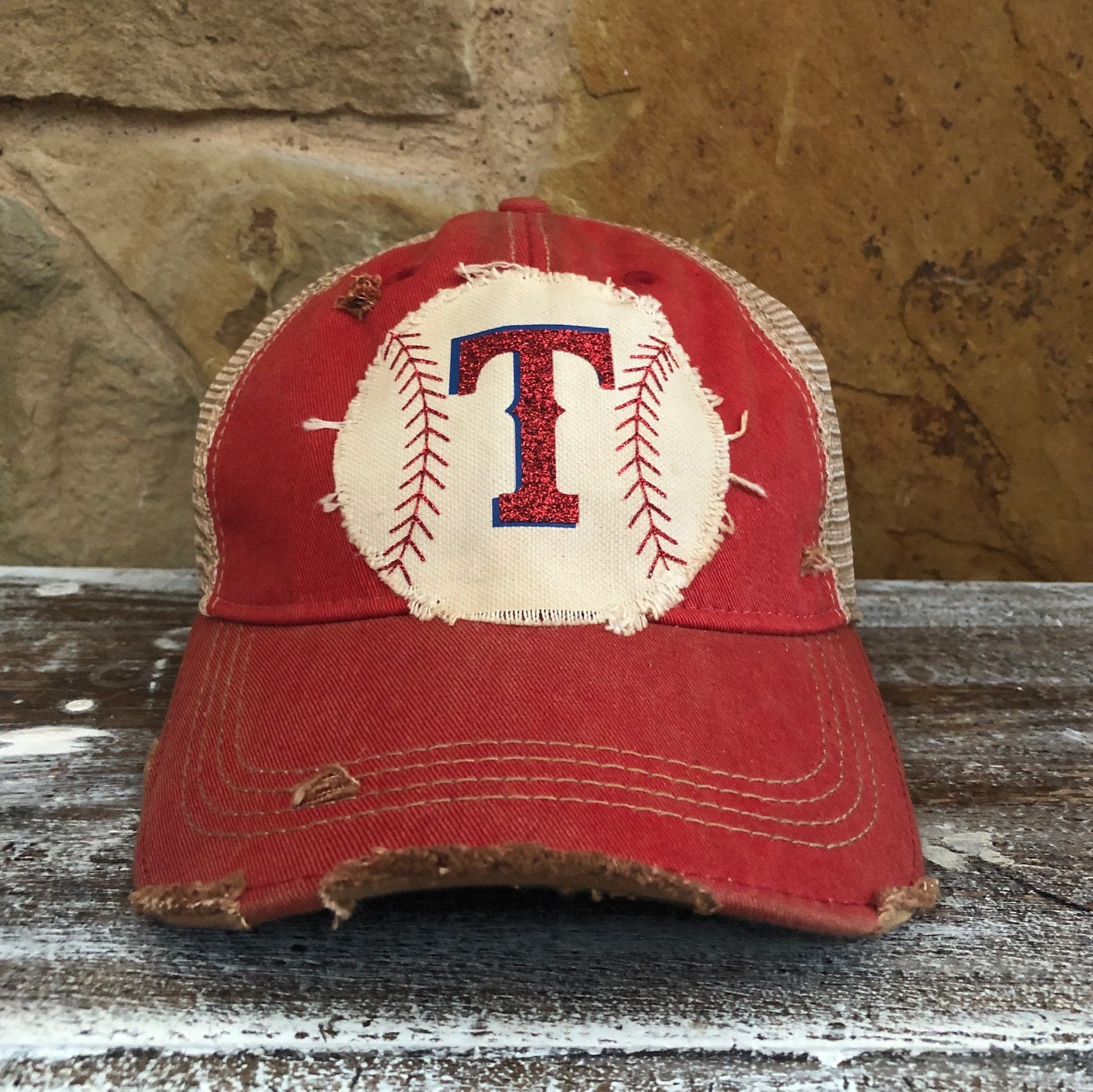 Texas Rangers Hat Cap Strap Back Mens MLB Baseball Fan Favorite Blue Red  Logo