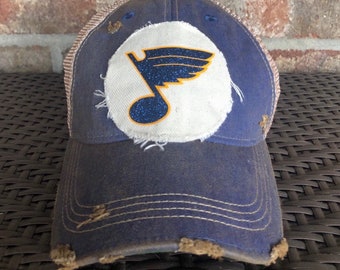 St. Louis Blues Hat, Hockey Hat, Blues Hat, Blues Cap, Women's Baseball Cap, Distressed Hat, Vintage Baseball Hat, Weathered Hat, Baseball