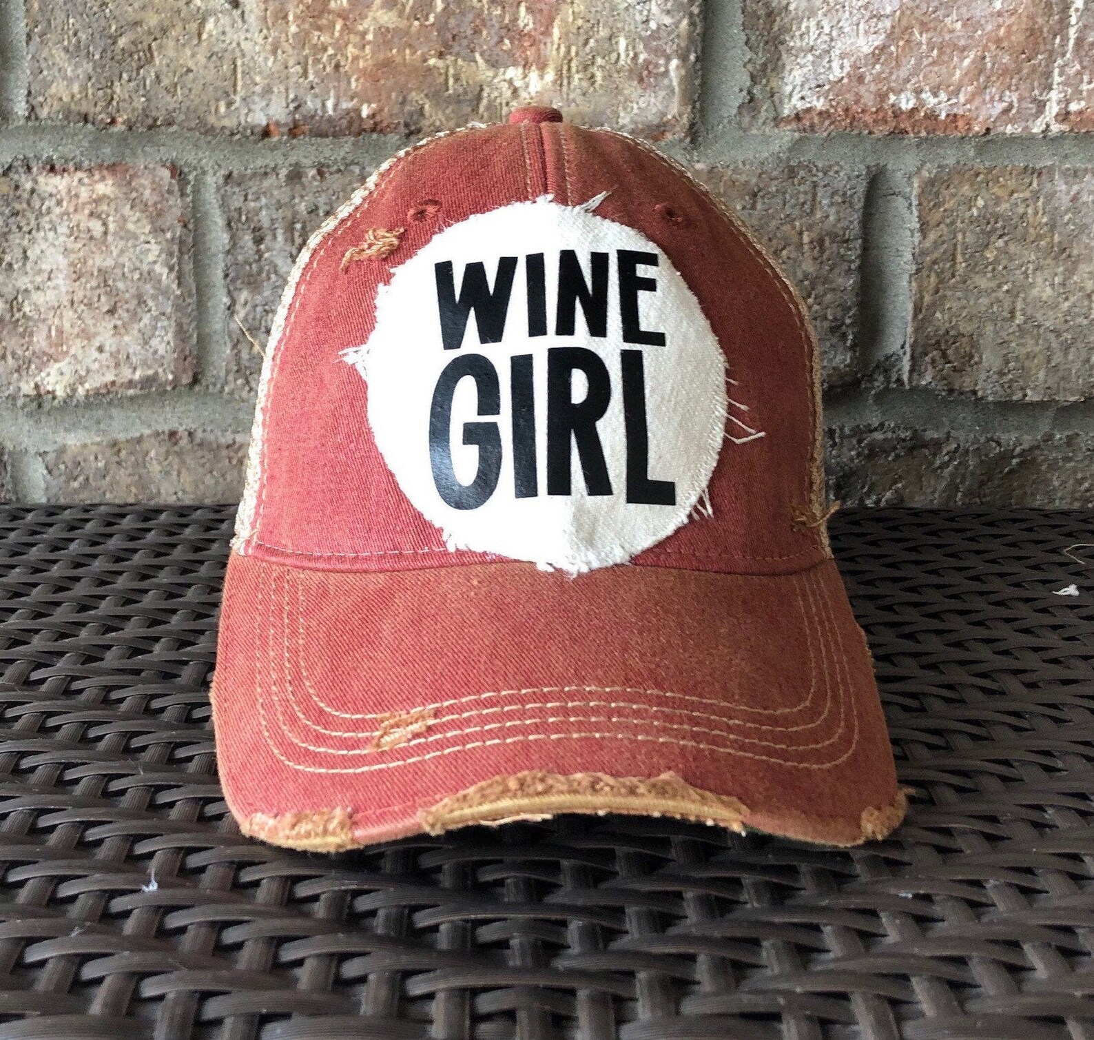 Wine Girl Hat Wine Hat Women's Baseball Cap Distressed Etsy