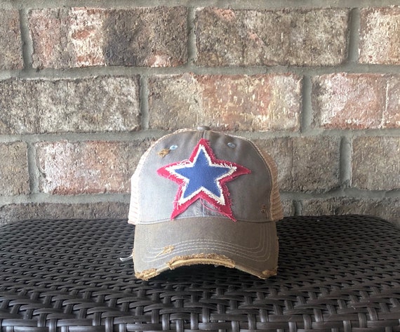 red white blue baseball hat
