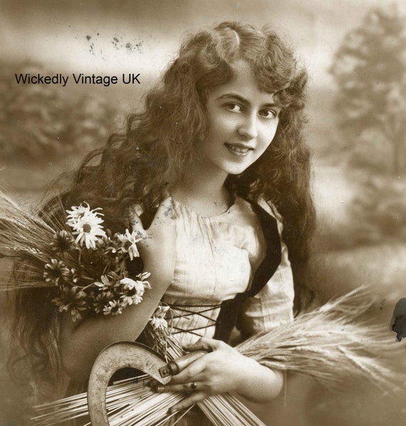 Italian Country Girl Studio Portrait Antique Italian Etsy