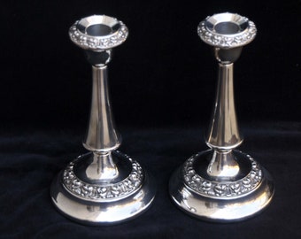 A pair of Vintage Silver Plated Ianthe Candlesticks | 7.25 inches