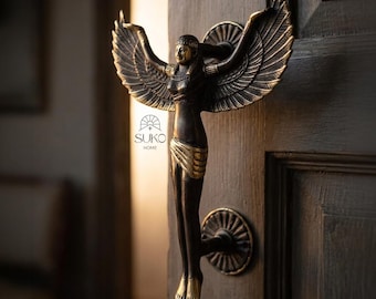 Vintage Winged Angel Door Handle Set Art Deco Goddess Cabinet Pull Antique Style Decorative Furniture Hardware Valentines Day gift