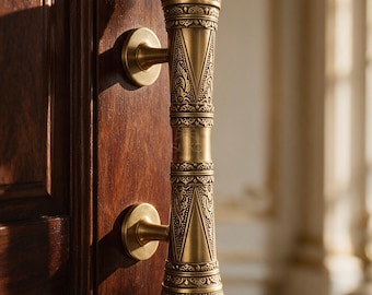 Vintage Decorative Door Handle Set Oriental Style Cabinet Pull Antique Brass Handle Luxury Furniture Hardware Decor for Entryway