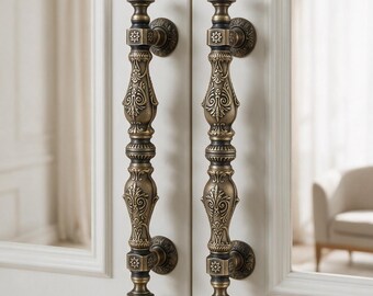Vintage Brass Door Pull Handle, Antique Brass Door Pull, Ornate Door Handle, Large Decorative Pull, Vintage Architectural Hardware
