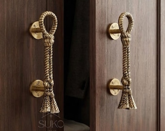 Brass Rope Knot Cabinet Handle Country Style Home Decor Rustic Furniture Hardware Solid Brass Pull for Doors and Cabinets