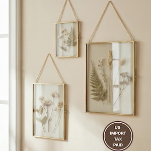 Vintage Glass & Brass Hanging Frames Set Retro Wall Decor for Photos and Letters, Wedding Display, Elegant Home Accent Housewarming gift