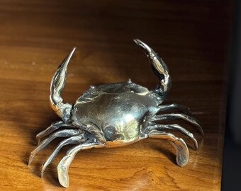 真鍮製のカニの置物 - 手作りの航海カニの装飾品。ユニークな海岸風の