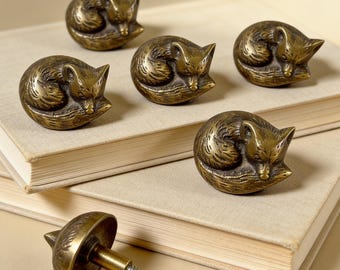 Messing Vos Ladeknop Dieren Kast Trek Grillige Home Decor Vintage Stijl Meubels Handvat voor Kwekerij Kinderkamer Kastknop