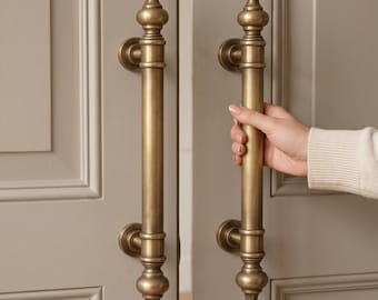 Vintage Brass Door Pull 50 cm 92 cm Antique Door Handle Long Cabinet Pull Decorative Entryway Hardware Classic Home Decor
