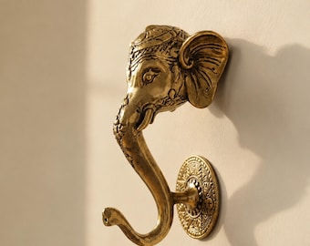 Brass Elephant Wall Hook, Elephant Towel Hook Animal Wall Decor Brass Coat Hook Safari Bathroom Hook Boho Entryway Decor