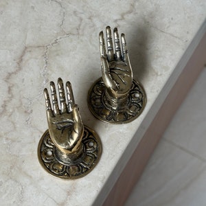 Hook Bali hand Mudra Knob Hooks Bali brass Towel rack Chest-door handle Hanger Buddha hand Vintage door Knob birthday gift for her