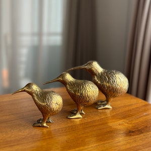 Small brass kiwi bird statue possible in set of 3, bird statue Bronze Animals Antique Brass Animal Figurines, Gift for Mom