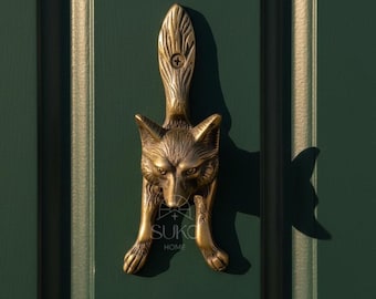 Brass Door Knocker  Fox Antique Brass Front Door Knocker Woodland Animal Door Decor Rustic Entry Door Hardware Housewarming Gift