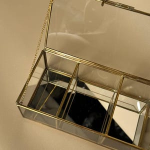 Glass Brass Jewelry Box Vintage Trinket Organizer for Rings, Earrings and Keepsakes Elegant Display Box for Weddings and Home Decor