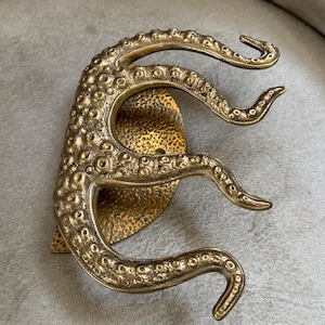 Whimsical home decor Octopus Tentacle Door Handle Brass Sea Creature Pull Nautical Decor Kraken Front Door Handle, Coastal Gift Idea