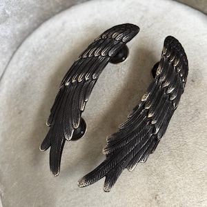 Whimsical Angel Wings Door Handle Set – Brass Pulls for Cabinet or Barn Door, Black or Silver Hardware, Wing Decor Gift for Her or New Home