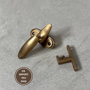 Brass Door Latch Lock Vintage Window Catch, Solid Brass Door Fastener Antique Style Hardware Rustic Home Decor, Minimalist Door Lock