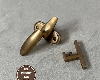 Brass Door Latch Lock Vintage Window Catch, Solid Brass Door Fastener Antique Style Hardware Rustic Home Decor, Minimalist Door Lock