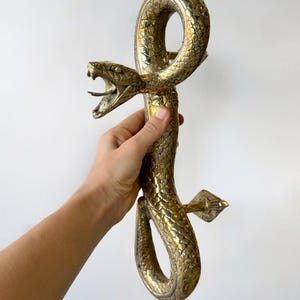 Whimsical Snake Door Handle Brass Serpent Pull 35 cm in Gold Enterance door handle, Witch Decor Vintage Room Accent Housewarming gift