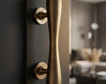 Antique Brass Door Handle, Front Door Pull Handle, Modern Brass Handle, Entry Door Hardware, Barn Door Handle, Rustic Home Decor