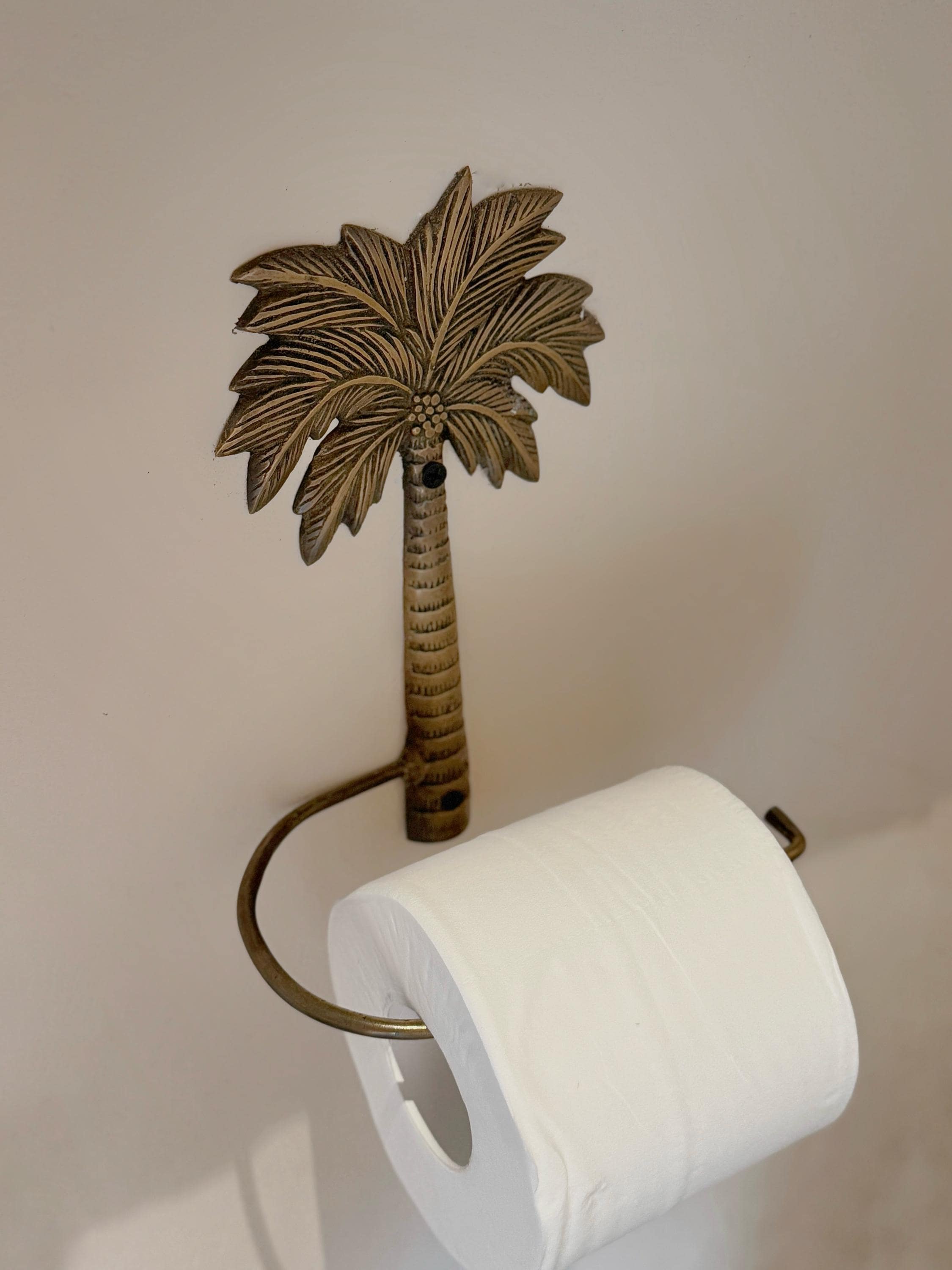 Messing Palme Toilettenpapierhalter, Tropisches Badezimmer Dekor, Küsten Dschungel Wand Papierhalter, Strand Haus Badezimmer Zubehör