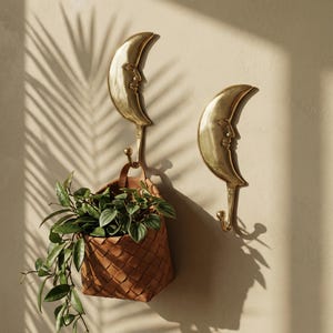 Brass Moon Wall Hook Kids Room Decor Farmhouse Wall Hanger Vintage home gift Brass Hanger Nursery room decor New home gift