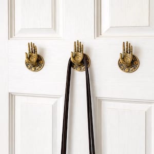 Messing handhaak mudra knop haken Bali messing handdoekenrek borstdeur handvat hanger Boeddha hand vintage deurknop nieuw huis cadeau yoga liefhebber cadeau