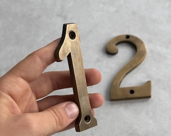 Brass House Numbers and Letters Door Address Sign Custom Numbers Vintage Door Hardware Home Exterior Decor Hotel Apartment Signage