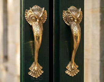 Brass Owl Door Handle Gothic Animal Cabinet Pull Vintage Bird Hardware Statement Door Pull for Cabinet Wardrobe Set or Single