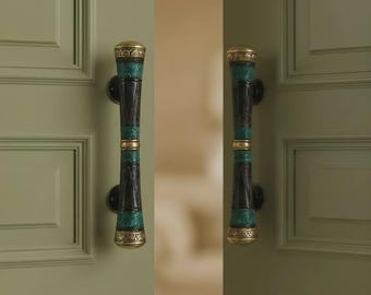 Vintage Decorative Door Handle Set Oriental Style Cabinet Pull Antique Brass Handle Luxury Furniture Hardware Decor for Entryway