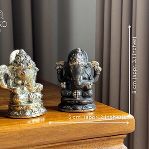 Brass Ganesha Statue Set Handcrafted Hindu God Figurines for Spiritual Decor and Meditation, Small Brass Idol Pair for Gifts & Home image 2