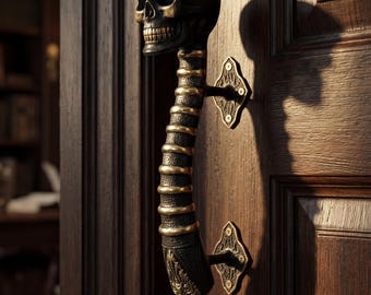 Brass Skull Door Handle, Gothic hanger Luxury door pull, gift for doctor